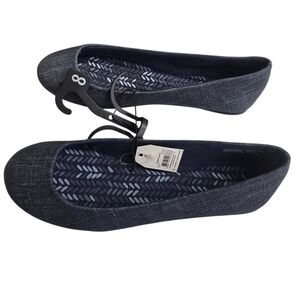 Time and Tru Fabric Upper Denim Blue Slip On Flats Shoe Womens Size 8 New